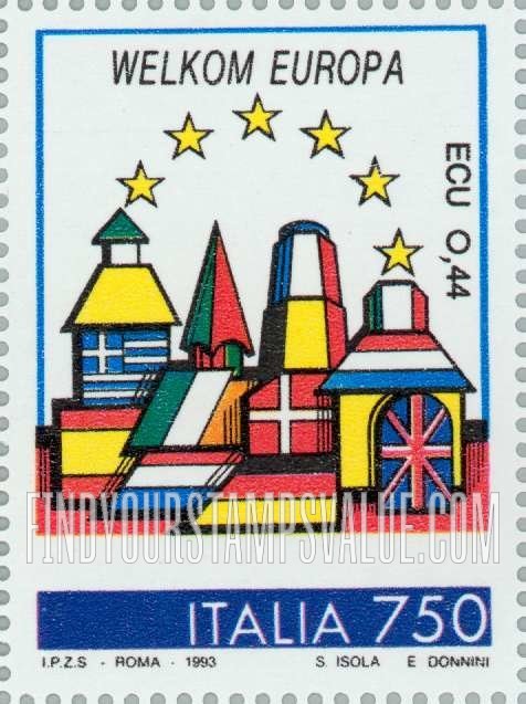 FindYourStampsValue: Buildings on national flags, inscriptions in native language: Netherlands (Welkom)