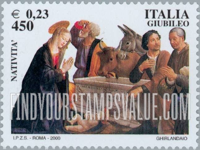 FindYourStampsValue: Holy Year 2000: The Adoration of the Shepherds, by Ghirlandaio