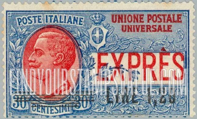 FindYourStampsValue: SPECIAL DELIVERY - King Victor Emmanuel III: Surcharged