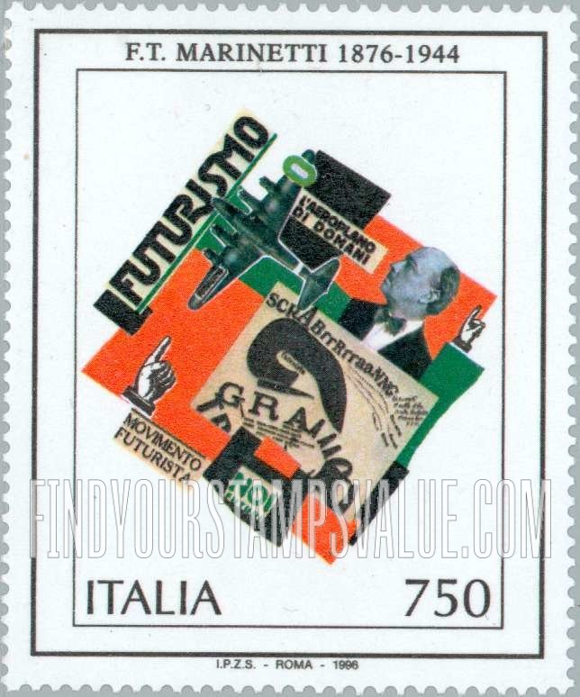 FindYourStampsValue: F.T. Marinetti (1876-1944), Poet and Ideologue