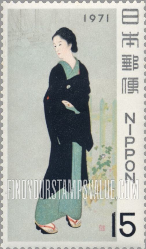 FindYourStampsValue: Woman of Tokyo, by Kiyokata Kaburagi - 鏑木清方「築地明石町」