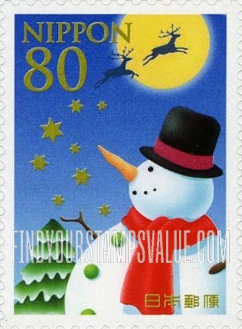 FindYourStampsValue: Moon and Snowman - 月と雪だるま