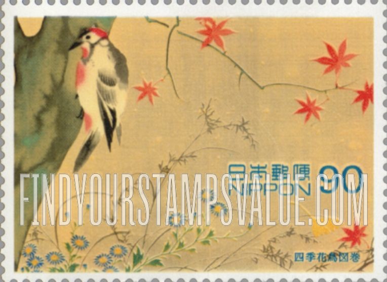 FindYourStampsValue: "Flowers and Birds of the Four Seasons" by Hoitsu Sakai - 酒井抱一「四季花鳥図巻」