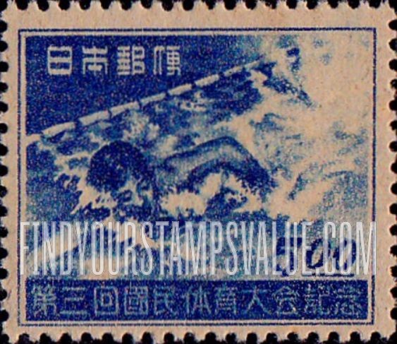 FindYourStampsValue: 3rd National Athletic Meet, Yawata: Swimmer - 第三回国民体育大会、八幡、水泳者