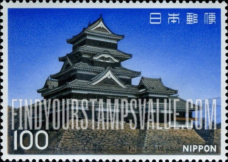 FindYourStampsValue: Tower, Matsumoto Castle, 16th Century - 松本城、16世紀