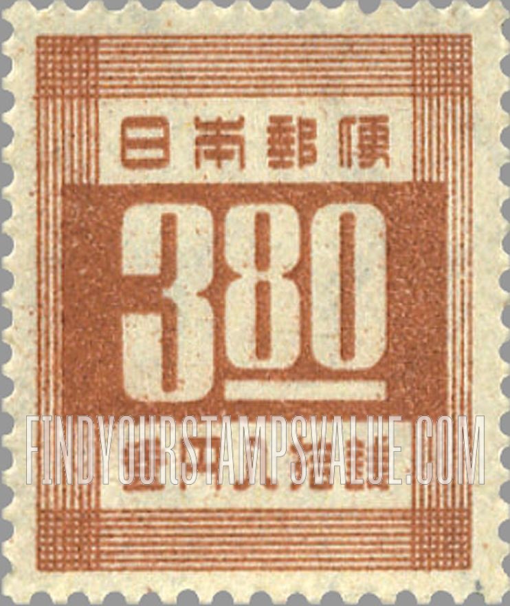 FindYourStampsValue: Numeral 3.80 yen - 数字 3円80銭