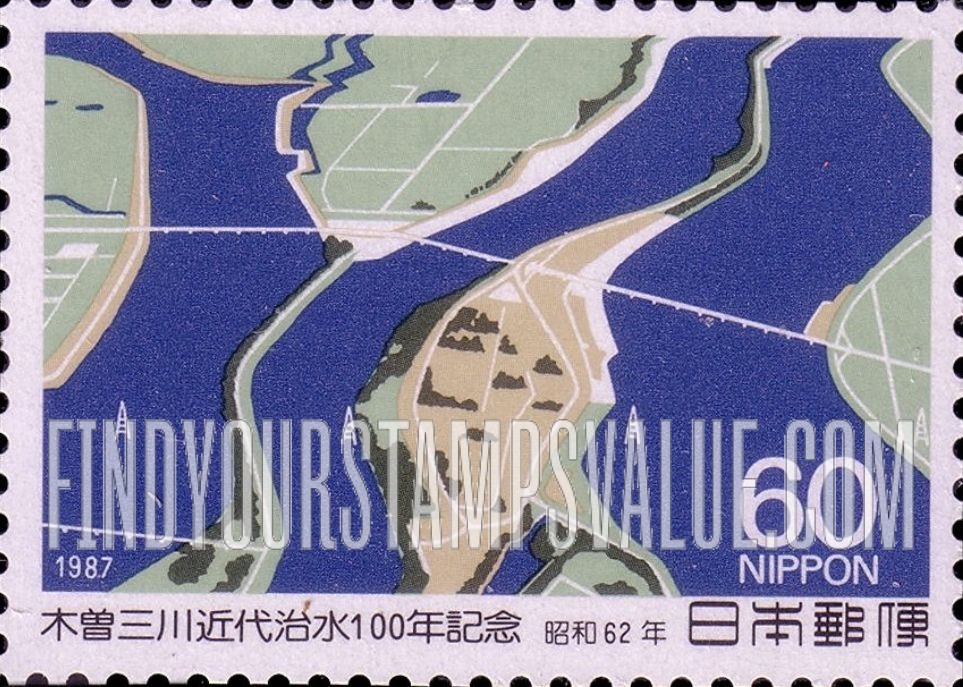 FindYourStampsValue: Kiso Three Rivers Flood Control, Centuary - 木曽三川近代治水100年記念