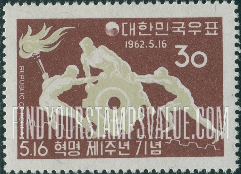 FindYourStampsValue: Men Pushing Cogwheel - 톱니바퀴를 돌리는 사람들