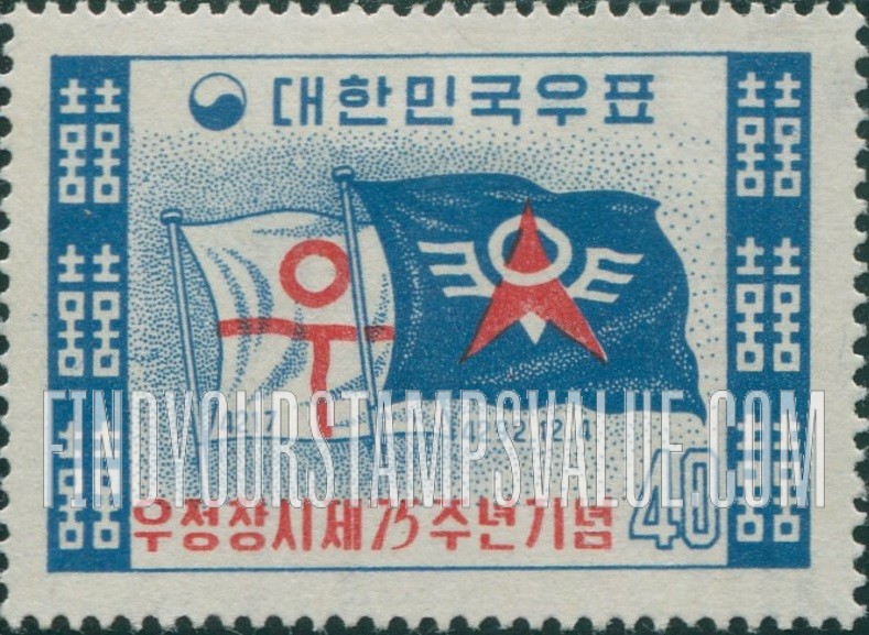 FindYourStampsValue: Old Postal Flag and New Communications Flag