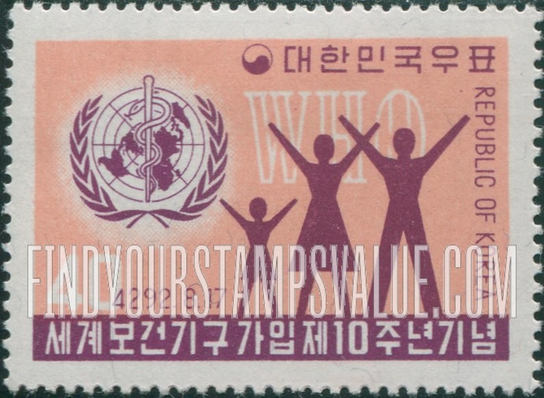 FindYourStampsValue: WHO Emblem and Family - 세계보건기구 마크와 가족