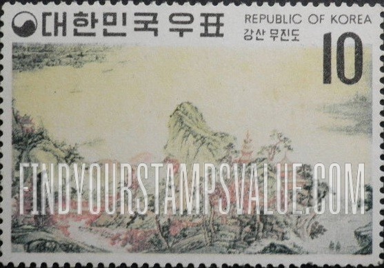 FindYourStampsValue: Mountains and Rivers by Yi In-moon - 강산 무진도 (이인문)