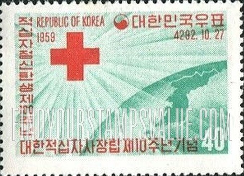 FindYourStampsValue: Red Cross and Korea Map