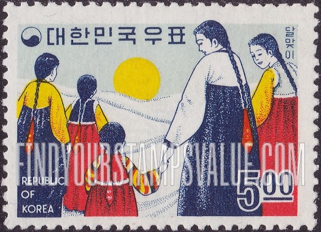 FindYourStampsValue: Girls Celebrating Full Moon - 달맞이
