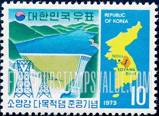 FindYourStampsValue: Soyang River Dam and Map - 소양강댐과 지도
