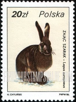 FindYourStampsValue: Wildlife: Lepus europaeus, vertical