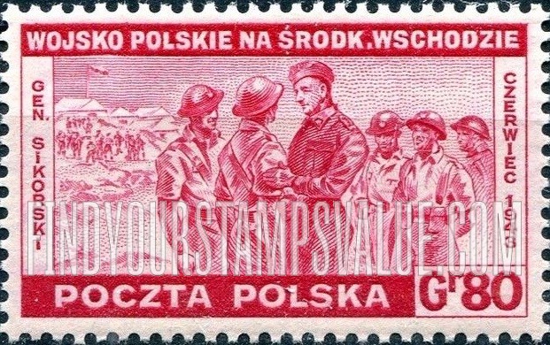FindYourStampsValue: EXILE GOVERNMENT IN GREAT BRITAIN - General Sikorsky and Polish Soldiers in the Middle East, 1943