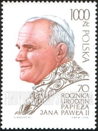 FindYourStampsValue: Pope John Paul II, 70th Birthday