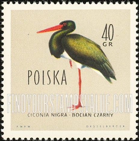 FindYourStampsValue: Birds: Black stork