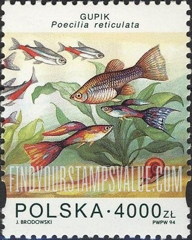 FindYourStampsValue: Aquarium Fish: Poecilia reticulata