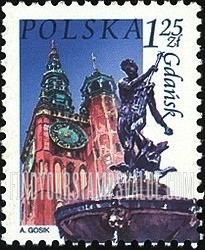 FindYourStampsValue: City Landmarks Type of 2002: Town Hall, Neptune Fountain, Gdansk