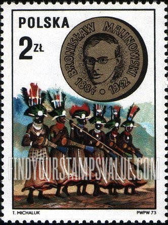 FindYourStampsValue: Polish Scientists: Bronislaw Malinowski, Trobriand Island drummers