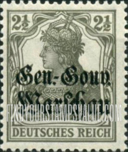 FindYourStampsValue: OCCUPATION - Germania: German Stamps of 1905-17 Overprinted