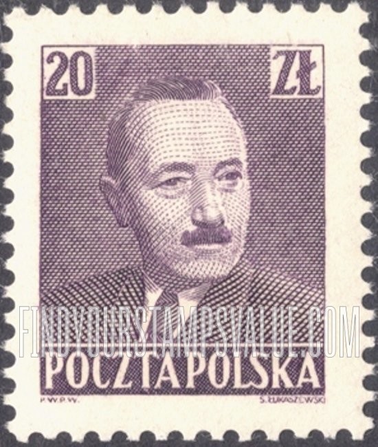 FindYourStampsValue: President Boleslaw Bierut: Bierut Type of 1950