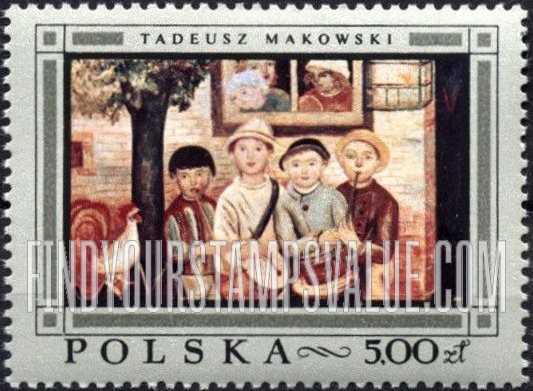 FindYourStampsValue: Polish Paintings: Children’s Band, by Tadeusz Makowski, horizontal