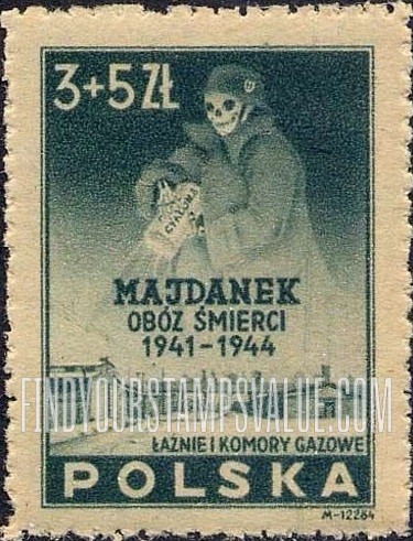 FindYourStampsValue: SEMI-POSTAL - “Death” Spreading Poison Gas over Majdanek Prison Camp