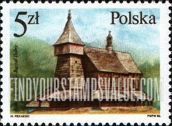 FindYourStampsValue: 17th-20th Centennial Architecture: Church, Baczal Dolny