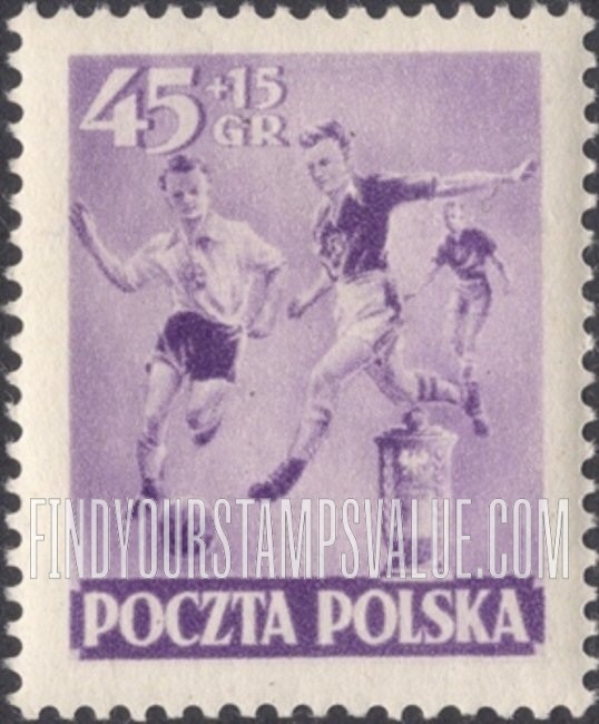 FindYourStampsValue: SEMI-POSTAL - Sports Type: Soccer players and trophy