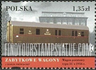 FindYourStampsValue: Railway Cars: Type 5G postal car, 1956
