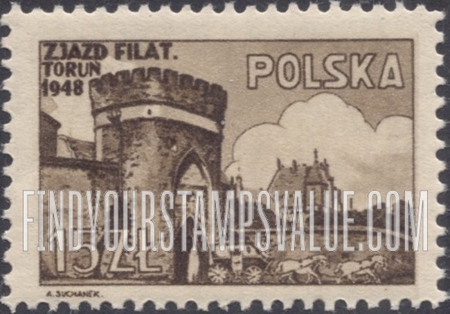 FindYourStampsValue: Stagecoach Leaving Torun Gate