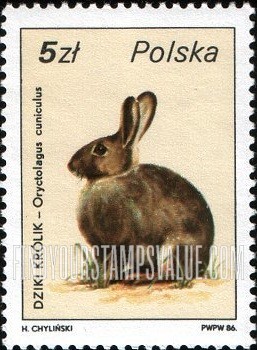 FindYourStampsValue: Wildlife: Oryctolagus cuniculus, vertical
