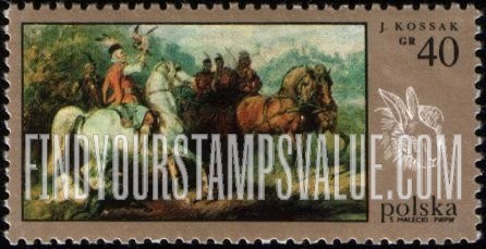 FindYourStampsValue: Hunt Paintings: Hunting with Falcon, by Juliusz Kossak