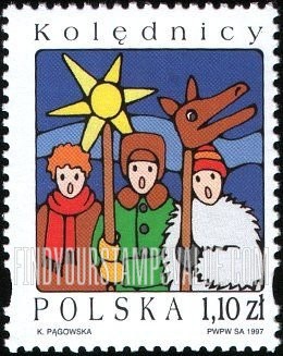 FindYourStampsValue: Christmas: Carolers, vertical