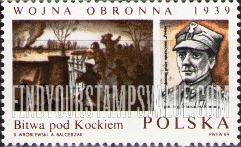 FindYourStampsValue: World War II Battles Type of 1984 - Battle scenes and commanders: Kock, Brigade-General Franciszek Kleeberg