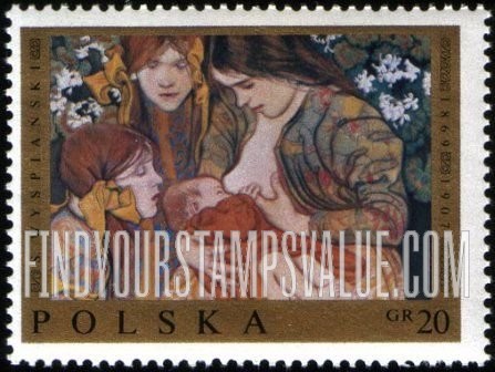 FindYourStampsValue: Polish Paintings: Motherhood, by Stanislaw Wyspianski