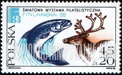 FindYourStampsValue: SEMI-POSTAL - FINLANDIA β88: Salmon, reindeer