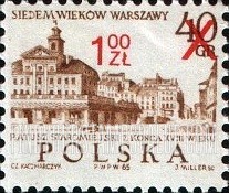 FindYourStampsValue: Old Town Hall, 18th Centennial: Surcharged in Red