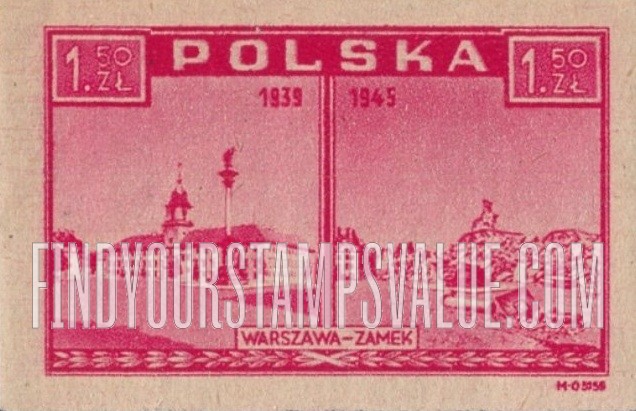 FindYourStampsValue: Views of Warsaw, 1939 and 1945: Warsaw Castle, 1939 and 1945