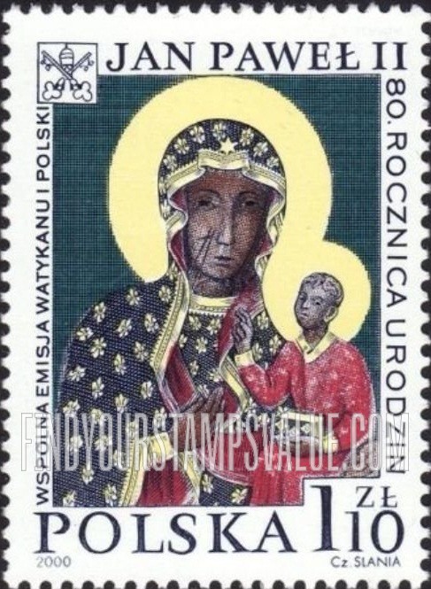 FindYourStampsValue: Pope John Paul II, 80th Birthday: Black Madonna of Jasna Gora