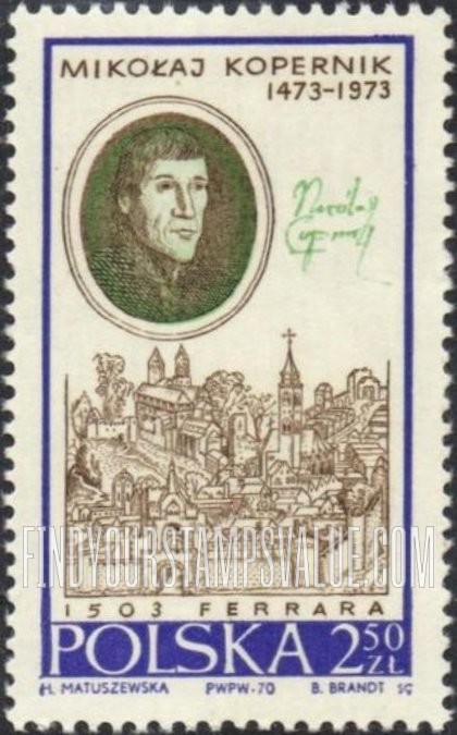 FindYourStampsValue: Copernicus, by Zinck Nora and view of Ferrara