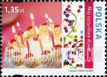 FindYourStampsValue: Greetings for Special Days: Birthday cake and confetti