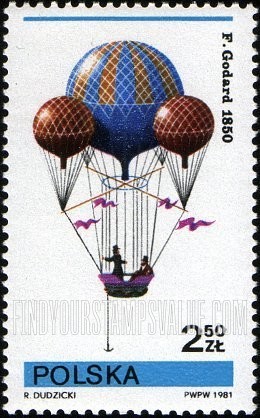 FindYourStampsValue: Gordon Bennett Cup (Balloons): F.Godard, 1850