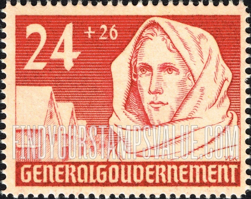 FindYourStampsValue: OCCUPATION SEMI-POSTAL - Woman wearing scarf