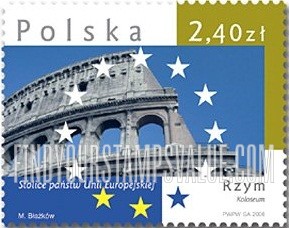 FindYourStampsValue: Landmarks in European Capitals Type of 2005: Colosseum, Rome, Italy
