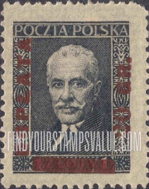 FindYourStampsValue: POSTAGE DUE - President Moscicki: Surcharged in Red