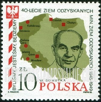 FindYourStampsValue: Regional maps and: Wladyslaw Gomulka (1905-82), sec.-gen. of the Polish Workers Party, prime minister 1945-49