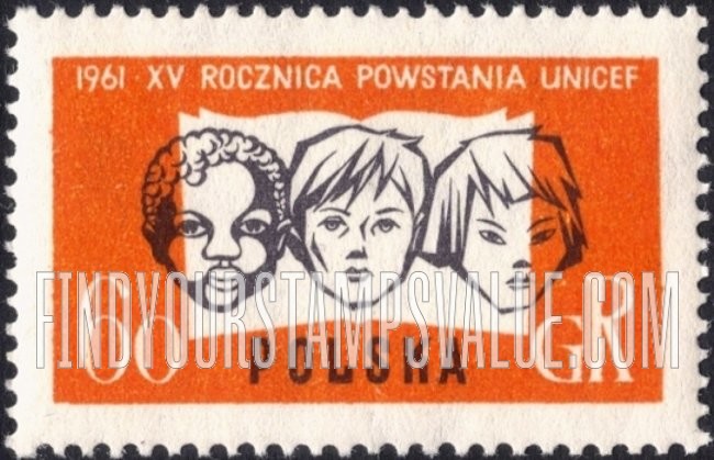 FindYourStampsValue: Children of three races, horizontal
